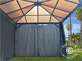 Gazebo Santa Monica w/sidewalls and mosquito net, 3.6x3.6m, Dark Grey