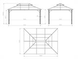 Pavillon Santa Ana mit Vorhängen und Moskitonetz, 3,65x4,85m, Schwarz