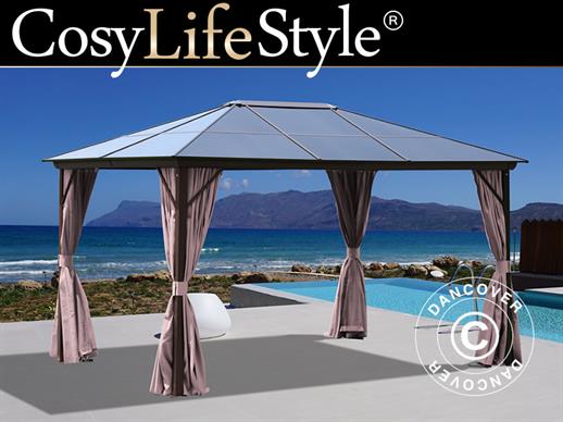 Sjenica Santa Barbara sa zavjesama i mrežom za komarce, 3x4m, Smeđa