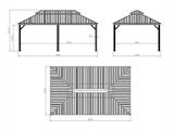 Tuinpaviljoen Santa Fe met gordijnen en klamboe, 3,65x6m, Zwart