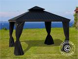Gazebo Santa Fe w/curtains and mosquito net, 3x4.25 m, Black