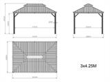 Tuinpaviljoen Santa Fe met gordijnen en klamboe, 3x4,25m, Zwart