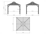 Pavillon San Bruno mit Vorhängen und Moskitonetz, 3x3m, Schwarz