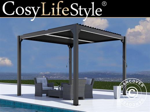 Bioklimatisk pergola pavillon San Pablo, 4x4m, Sort