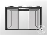 Bioclimatic pergola gazebo San Pablo w/sliding doors, 4x4 m, Black