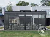 Bioklimatischer Pergola-Pavillon San Pablo mit Schiebetüren, 4x5,8m, Schwarz