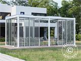 Bioklimatischer Pergola-Pavillon San Pablo mit Schiebetüren, 4x5,8m, Weiß