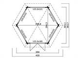 Lusthus i trä Alicante, hexagonal 3,5x3,03x3,07m, 44mm, Ljusgrå