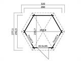 Lusthus i trä Lausanne, hexagonal 2,8x2,42x2,89m, 44mm, Ljusgrå