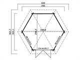 Lusthus i trä Provence, hexagonal 3,5x3,03x3,18m, 44mm, Naturlig