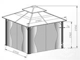 Pavillon Santa Ana mit Vorhängen und Moskitonetz, 3x3m, Schwarz