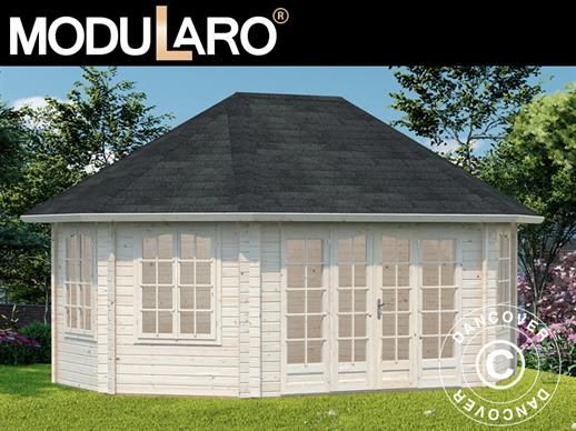 Puinen paviljonki lattialla, 5,71x4,21x3,71m, 20,3m², Luonnonväri