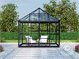 Invernadero orangerie/cenador de cristal 8,06m², 2,82x2,86x2,8m con base, Negro