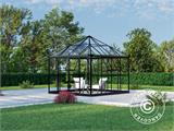 Orangerie/Pavillon aus Glas 8,06m², 2,82x2,86x2,8m mit Sockel, Schwarz