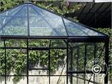 Serre orangerie/tonnelle de jardin en verre 8,06m², 2,82x2,86x2,8m avec base, Noir