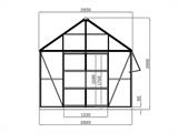 Orangeri/paviljong glass 8,06m², 2,82x2,86x2,8m m/sokkel, Svart