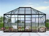 Invernadero orangerie/cenador de cristal 12m², 4,2x2,86x2,84m con base, Negro