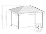 Pavillon San Bernardino mit Vorhängen und Moskitonetz, 3x3,65m, Schwarz/Grau