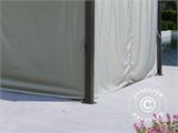 Tuinpaviljoen San Bernardino met gordijnen en klamboe, 3,65x4,85m, Zwart/Grijs