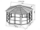 Pavillon San Bruno mit Seitenwänden aus Polycarbonat, achteckig 4,35x4,35m, Messing