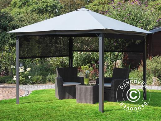 Gazebo Lina w/built-in light and solar cells, 3x3 m, Anthracite/Grey