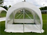 Kupola pasakumu telts Multipavillon sansiena ar logu un ravejsledzeju 3x1,95m, Balts
