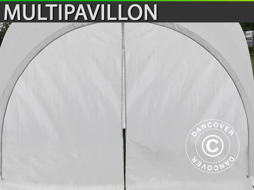 Parede lateral de tenda em abóbada Multipavillon com fecho de correr de 3x1,95m, Branca