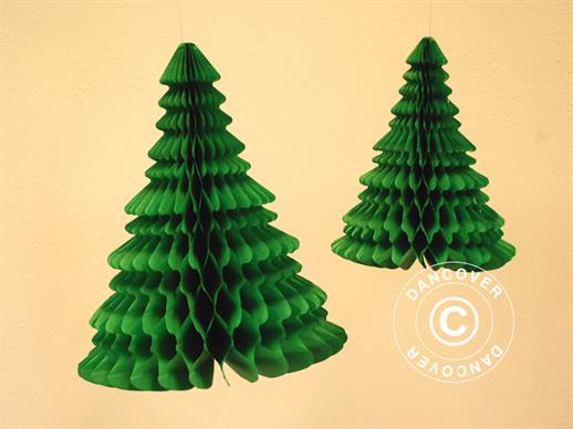 Popierinė dekoracija Kalėdų eglutė, 27cm, Žalia, 10 vnt. 