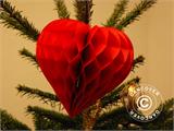 Šūnveida Papīra Bumba sirds formā, 30cm, Sarkana, 10 gab.