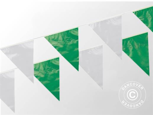 Cadena de banderines Verde/Blanca, 10m, 5 uds.