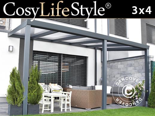 Patio Cover Legend w/Polycarbonate Roof, 3x4 m, Anthracite