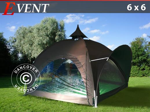 6x6m Tente événement avec fenêtres panoramiques, noir