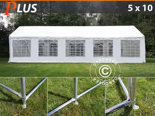 Tente de réception PLUS 5x10 m PE, Blanc + Cadre de rigidification