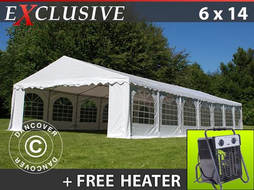 Offre! Tente de réception 6x14 m PVC Exclusive avec chauffage air