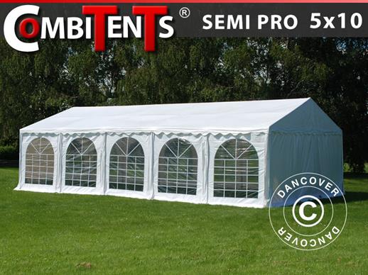 Tenda para festas, SEMI PRO Plus CombiTents® 5x10m, 3-em-1, Branco