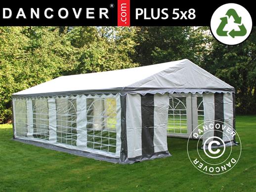 Partyzelt PLUS 5x8m PE, Grau/Weiß