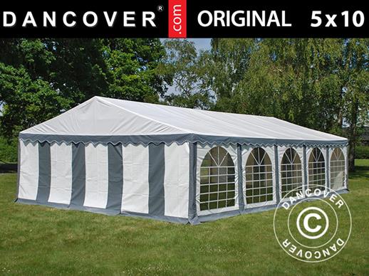 Tente de réception Original 5x10m PVC, Gris/Blanc