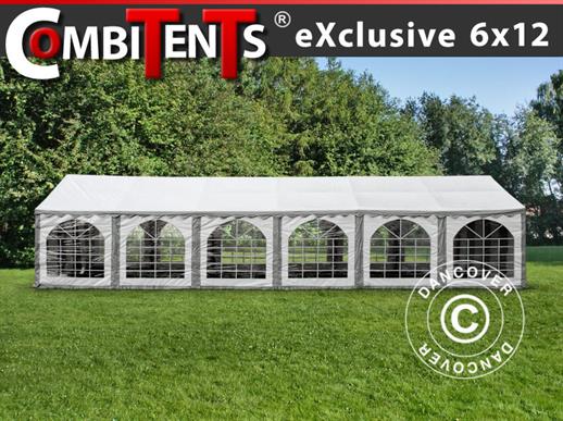 Partyzelt, Exclusive CombiTents® 6x12m 4-in-1, Grau/Weiß