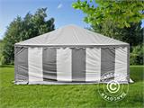 Tente de réception Exclusive 6x12m PVC, Gris/ Blanc