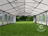 Tente de réception Exclusive 6x12m PVC, Gris/ Blanc