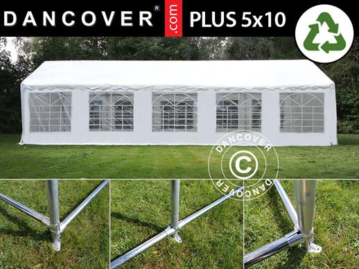 Tenda para festas PLUS 5x10m PE, Branco + Armação para fixação no solo