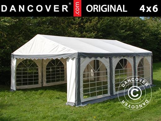 Carpa para fiestas Original 4x6m PVC, Gris/Blanco