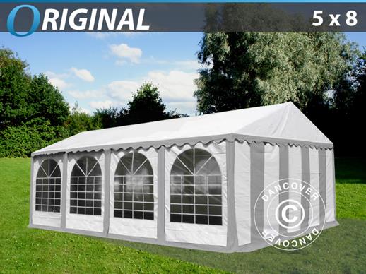 Tente de réception Original 5x8 m PVC, Gris/Blanc