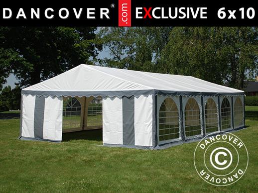Tente de réception Exclusive 6x10m PVC, Gris/Blanc 