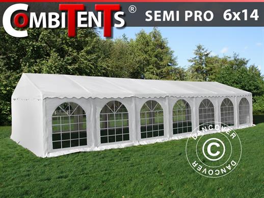 Partyzelt, SEMI PRO Plus CombiTents® 6x14m 5-in-1, Weiß