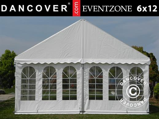 Tente de réception professionnelle EventZone 6x12m PVC, Blanc