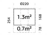 Bastutunna, Ø2,2x2,5x2,25m, 1,3+0,7m², Naturlig