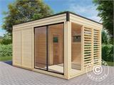 Cabine de sauna en bois Finnhaus Wolff, 4,29x3,28x2,61m, Naturel