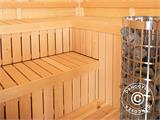 Cabine de sauna en bois Finnhaus Wolff, 4,29x3,28x2,61m, Naturel