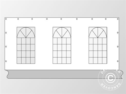 Seitenwand mit Fenster für Partyzelt PLUS 6m, Weiß/Grau